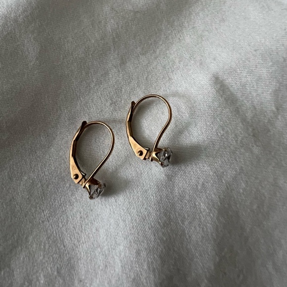 Macys Solitaire Cubic Zirconia Hoop earrings in 14k gold - Picture 3 of 8